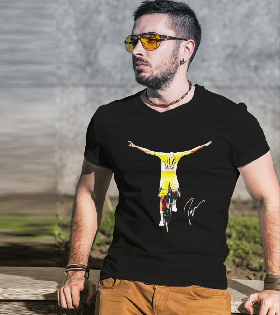 Tadej Pogacar UAE Team Yellow Jersey Victory Celebration T-Shirt