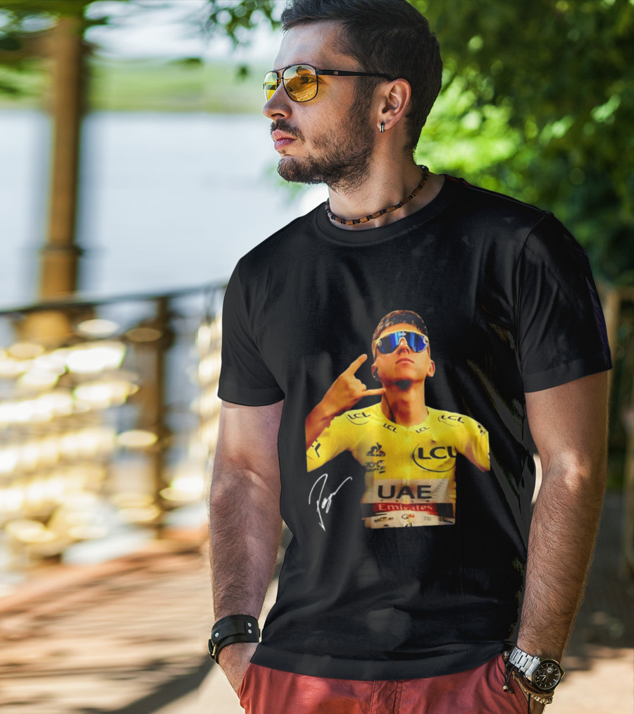 Tadej Pogacar UAE Emirates Cycling Team Slovenia LCL Yellow Jersey T-Shirt