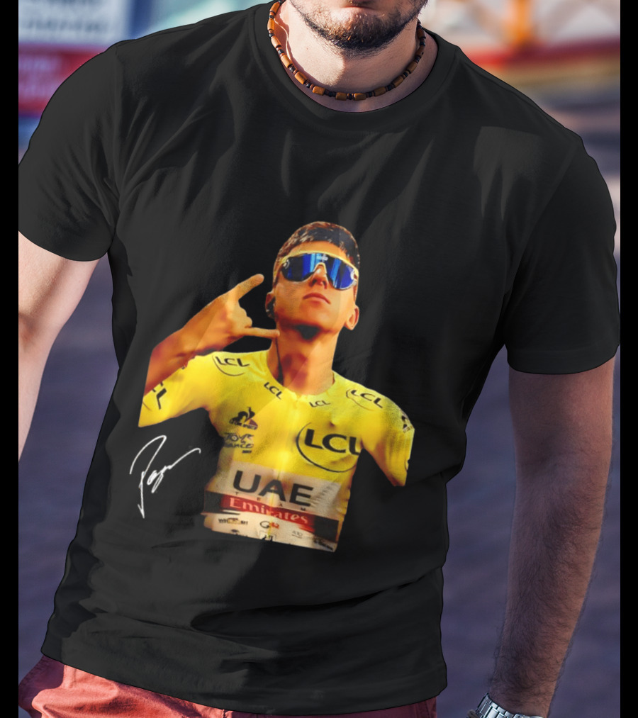 Tadej Pogacar UAE Emirates Cycling Team Slovenia LCL Yellow Jersey T-Shirt