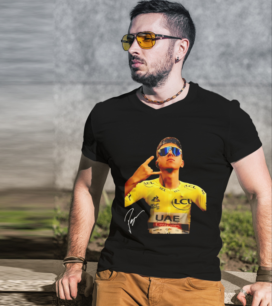 Tadej Pogacar UAE Emirates Cycling Team Slovenia LCL Yellow Jersey T-Shirt