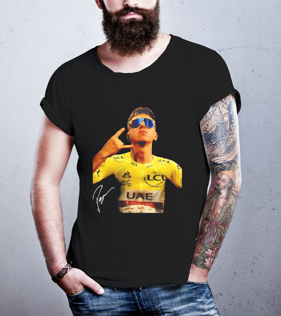Tadej Pogacar UAE Emirates Cycling Team Slovenia LCL Yellow Jersey T-Shirt