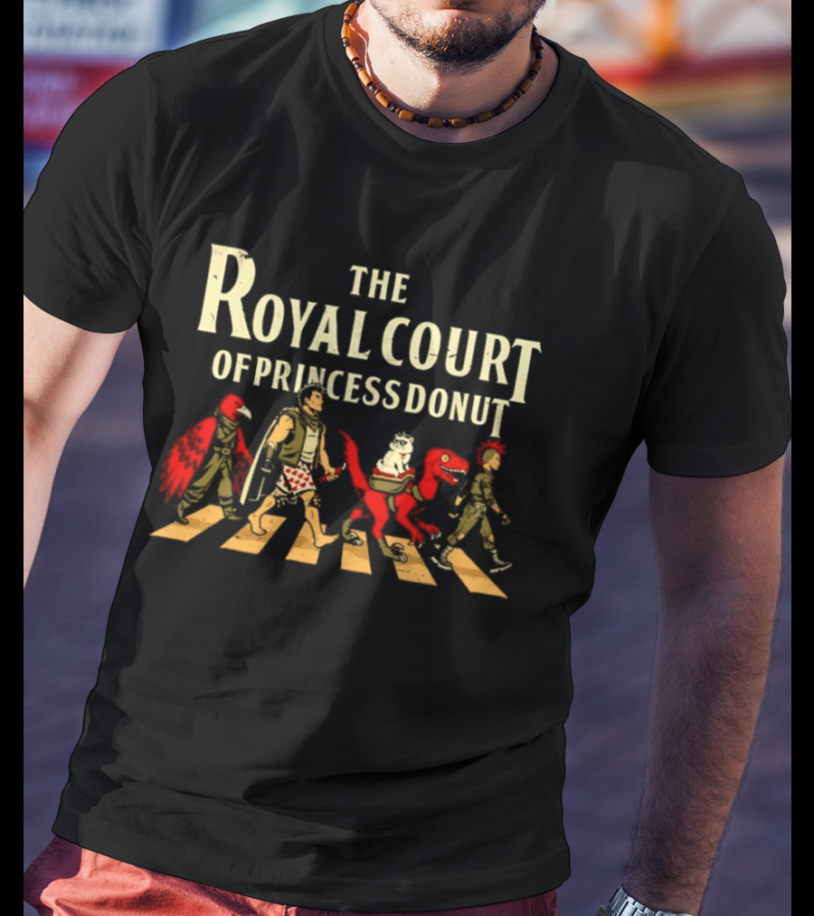The Royal Court Of Princess Donut Abbey Road Style Walking Medieval Fantasy Characters T-Shirt