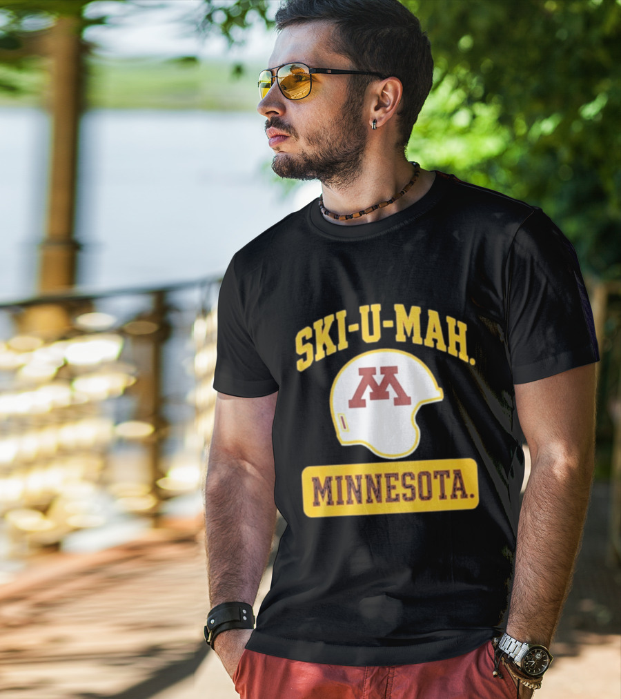 Mills Armbruster Ski U Mah Minnesota Football Helmet T-Shirt