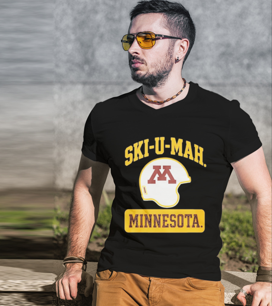 Mills Armbruster Ski U Mah Minnesota Football Helmet T-Shirt