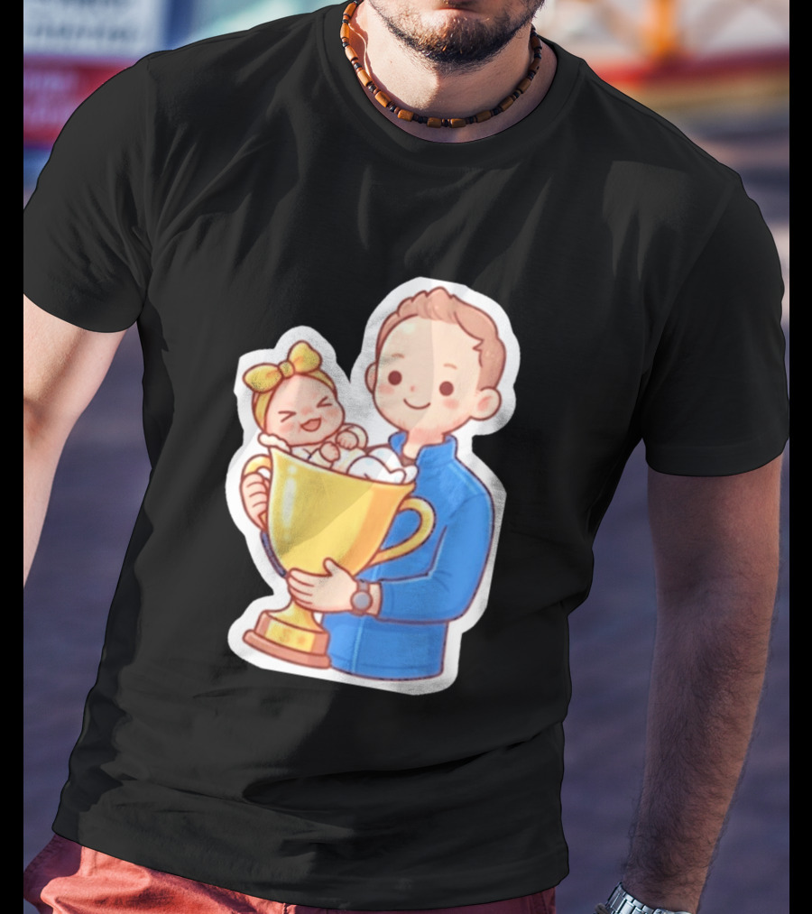 My Greatest Trophy Dad Holding Baby In Golden Cup T-Shirt