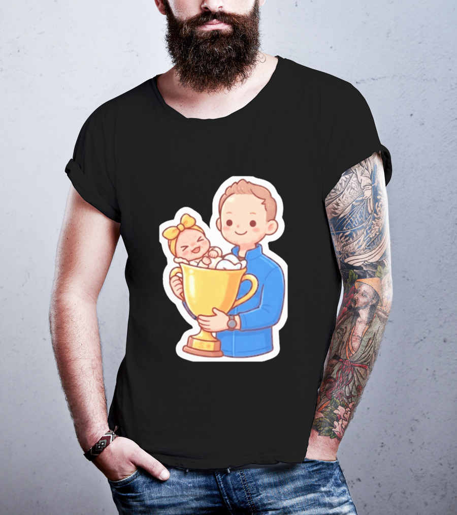 My Greatest Trophy Dad Holding Baby In Golden Cup T-Shirt