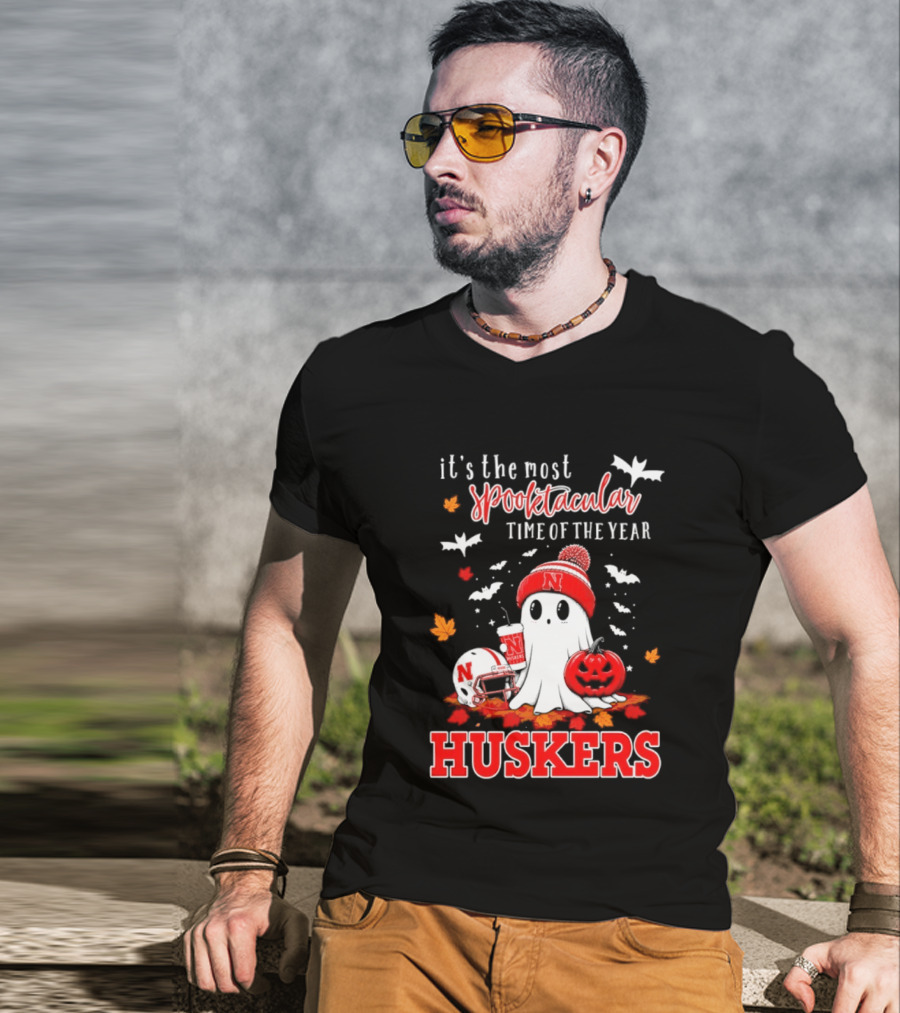 Nebraska Cornhuskers Spooktacular Halloween Ghost Huskers Football Time 2026 T-Shirt