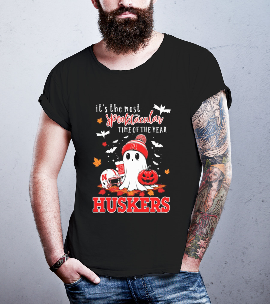 Nebraska Cornhuskers Spooktacular Halloween Ghost Huskers Football Time 2026 T-Shirt