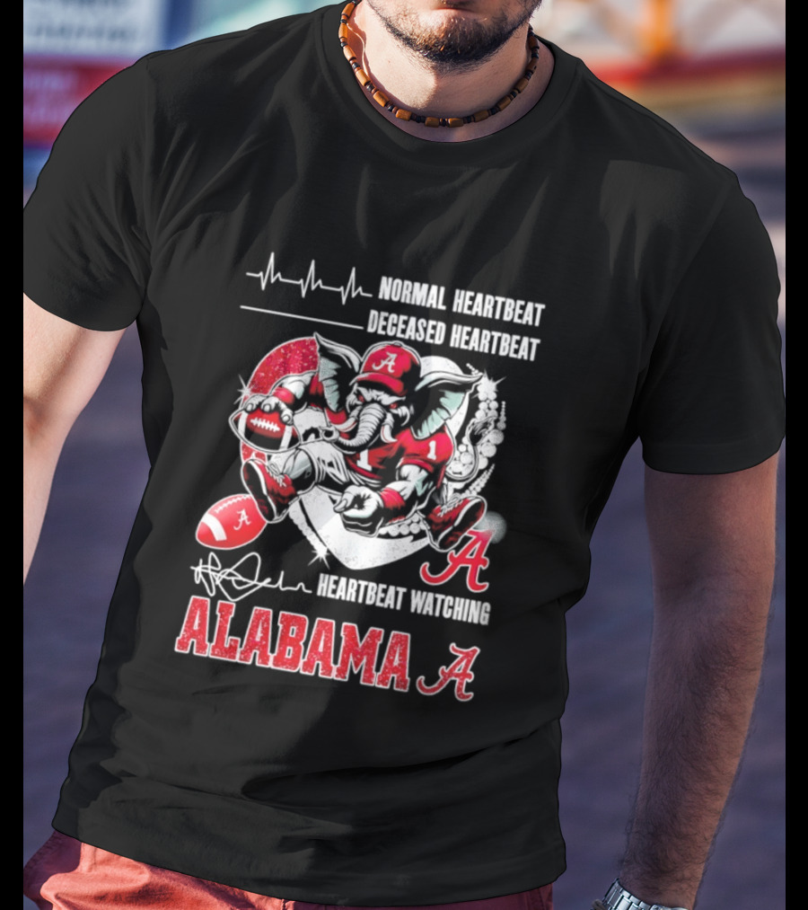 Alabama Crimson Tide Heartbeat Ing Football Fan Spirit T-Shirt