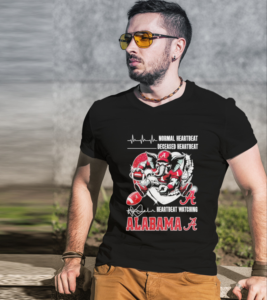 Alabama Crimson Tide Heartbeat Ing Football Fan Spirit T-Shirt