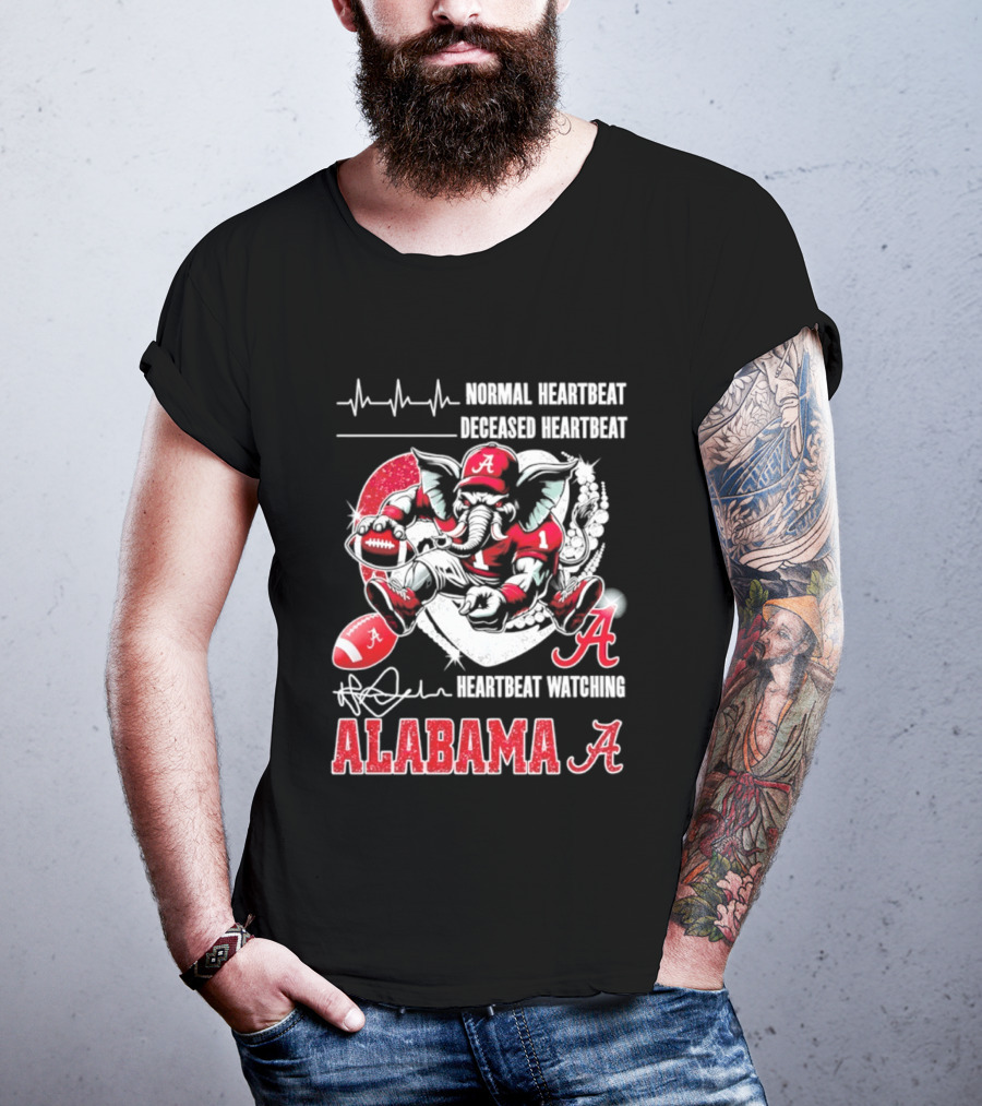 Alabama Crimson Tide Heartbeat Ing Football Fan Spirit T-Shirt
