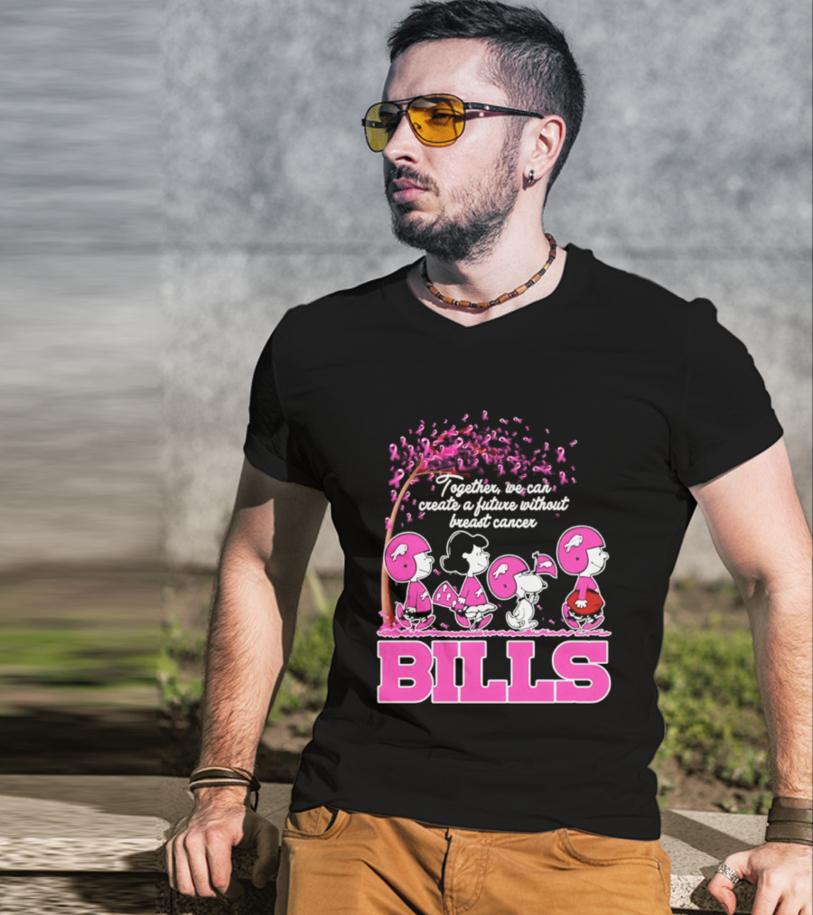 Peanuts Buffalo Bills Together We Can Create A Future Without Breast Cancer T-Shirt