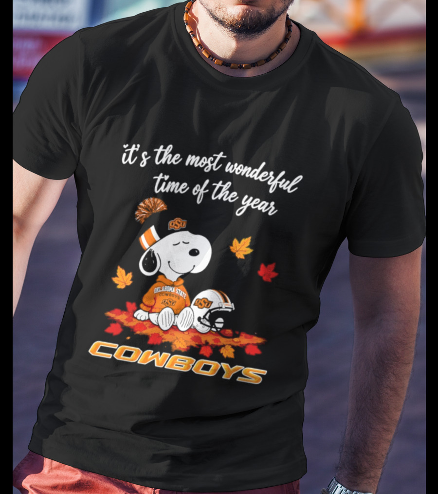 Snoopy Oklahoma State Cowboys It's The Most Wonderful Time Of The Year Halloween 2026 T-Shirt
