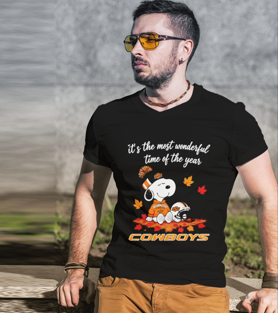 Snoopy Oklahoma State Cowboys It's The Most Wonderful Time Of The Year Halloween 2026 T-Shirt