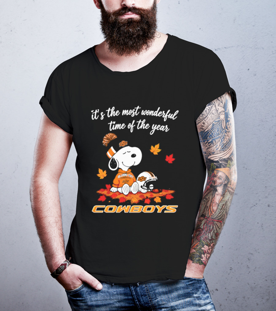 Snoopy Oklahoma State Cowboys It's The Most Wonderful Time Of The Year Halloween 2026 T-Shirt