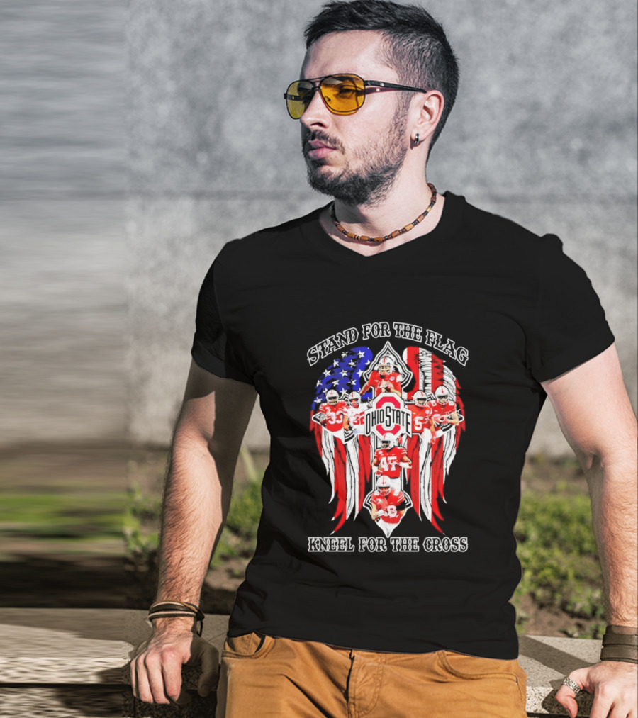 Stand For The Flag Kneel For The Cross Ohio State Buckeyes NCAA Football T-Shirt