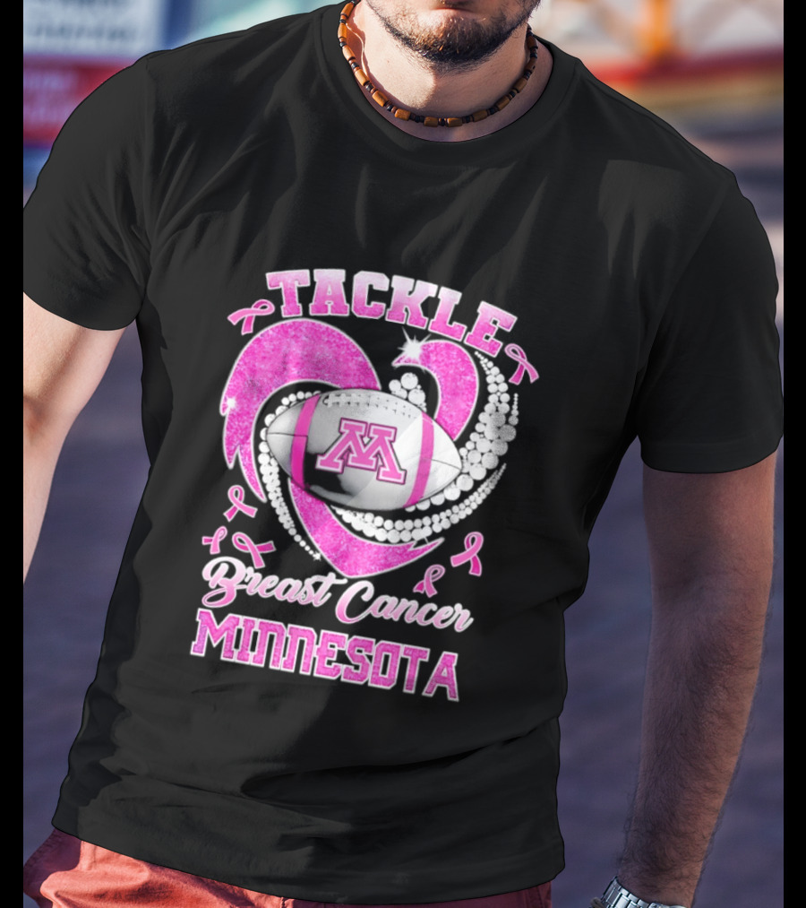 Pink Ribbon Tackle Breast Cancer Minnesota Football T-Shirt