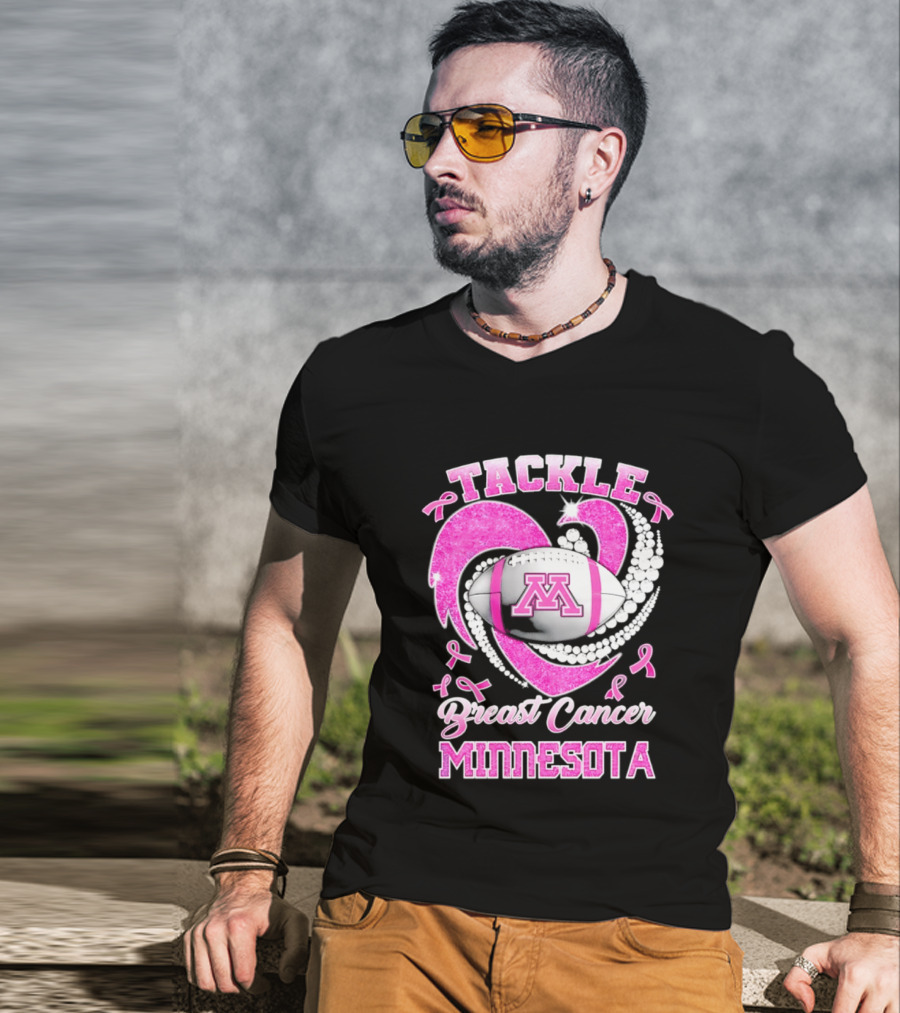 Pink Ribbon Tackle Breast Cancer Minnesota Football T-Shirt