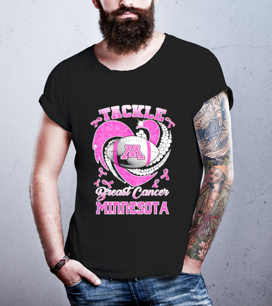 Pink Ribbon Tackle Breast Cancer Minnesota Football T-Shirt