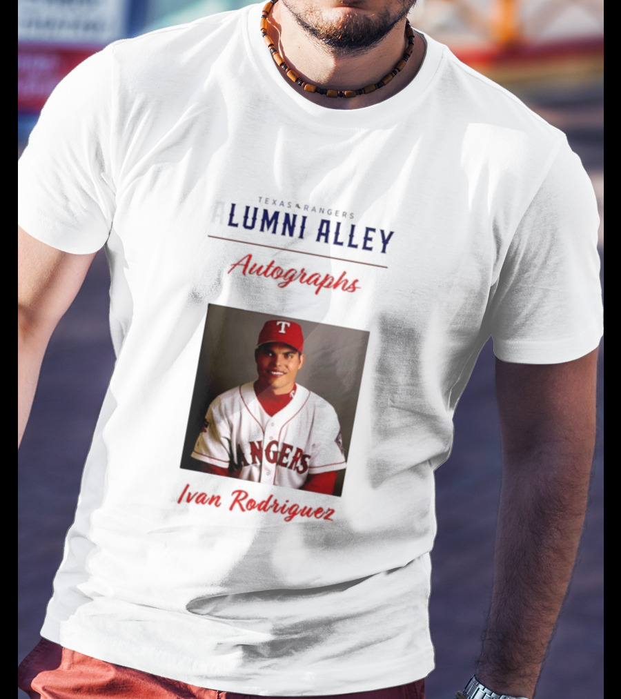 Texas Rangers Alumni Alley Ivan Rodriguez Autographs T-Shirt