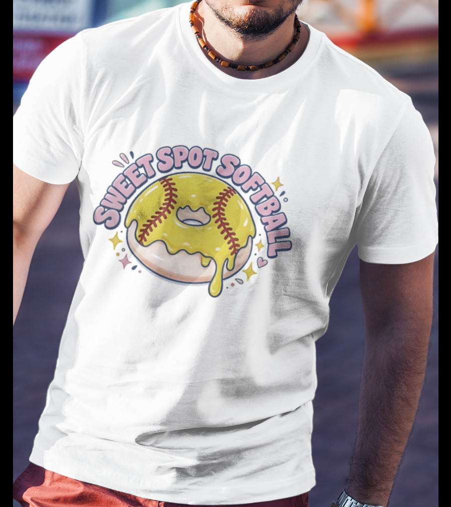 Sweet Spot Softball Donut Yellow Dripping Icing T-Shirt