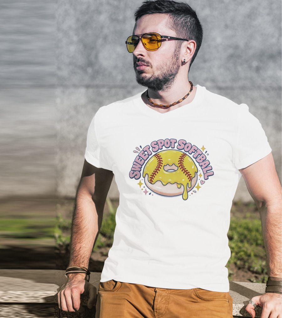 Sweet Spot Softball Donut Yellow Dripping Icing T-Shirt
