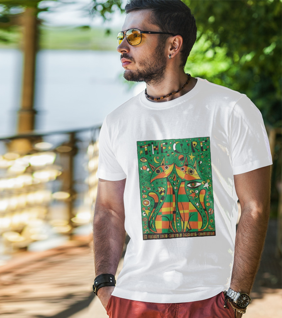 The Cure Summer Sessions Edinburgh August 2026 Two Cats Psychedelic T-Shirt