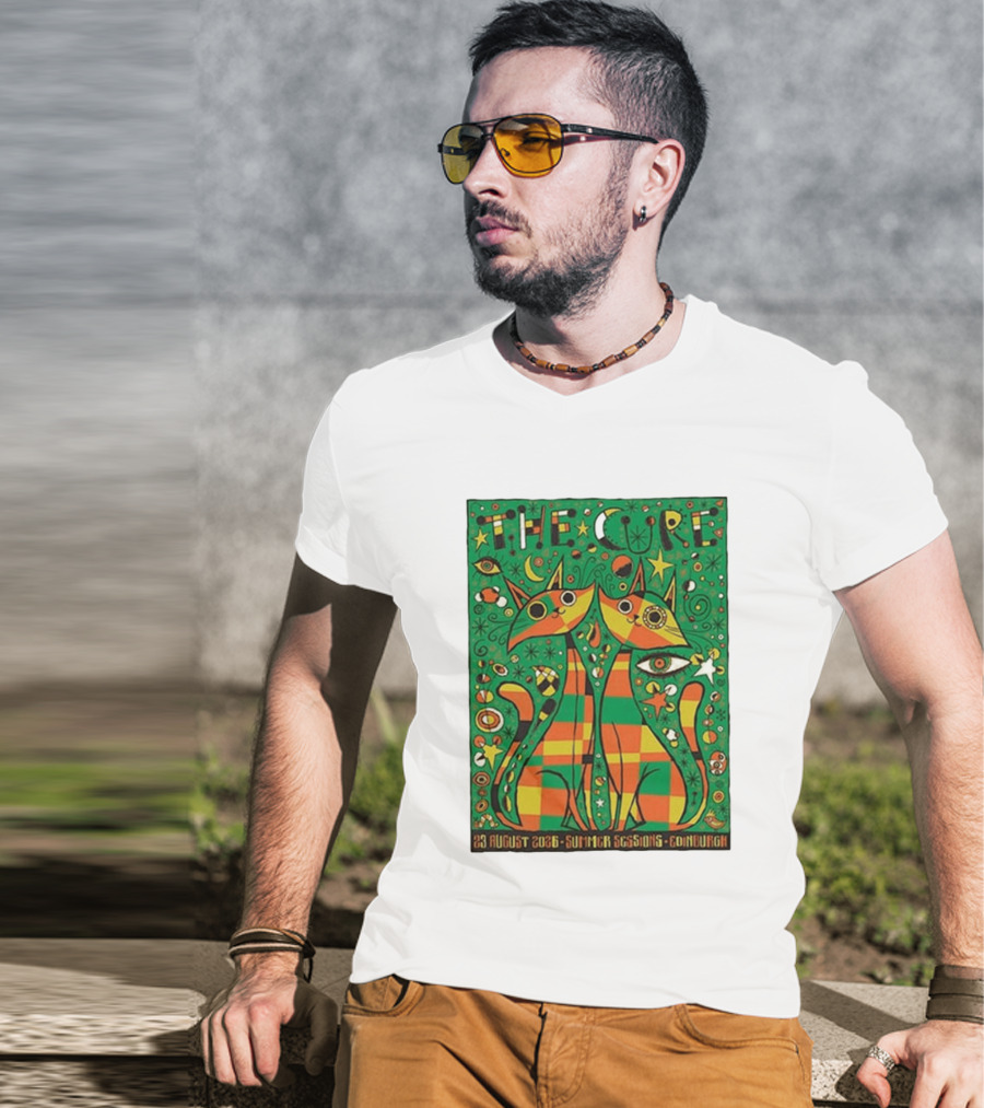 The Cure Summer Sessions Edinburgh August 2026 Two Cats Psychedelic T-Shirt