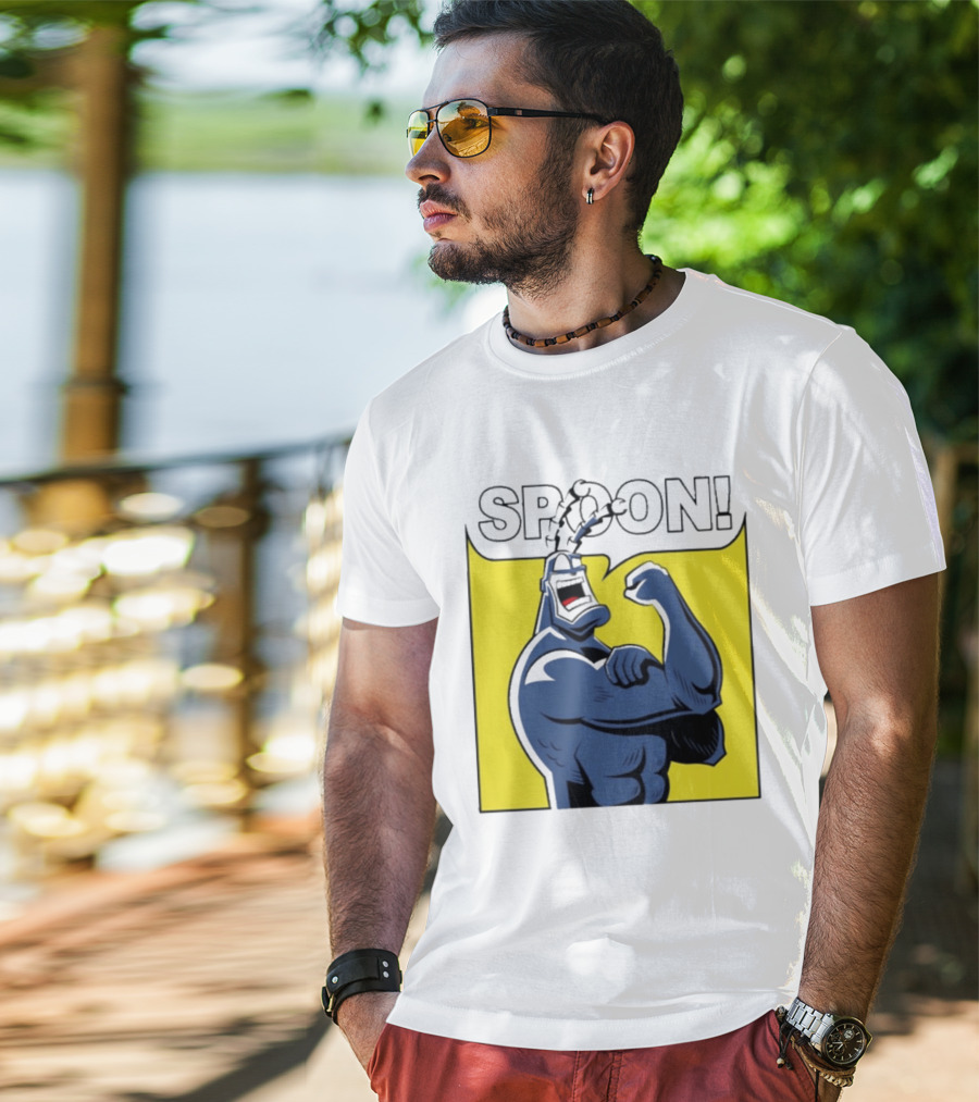 Spoon Mighty Hero Cartoon Catchphrase T-Shirt
