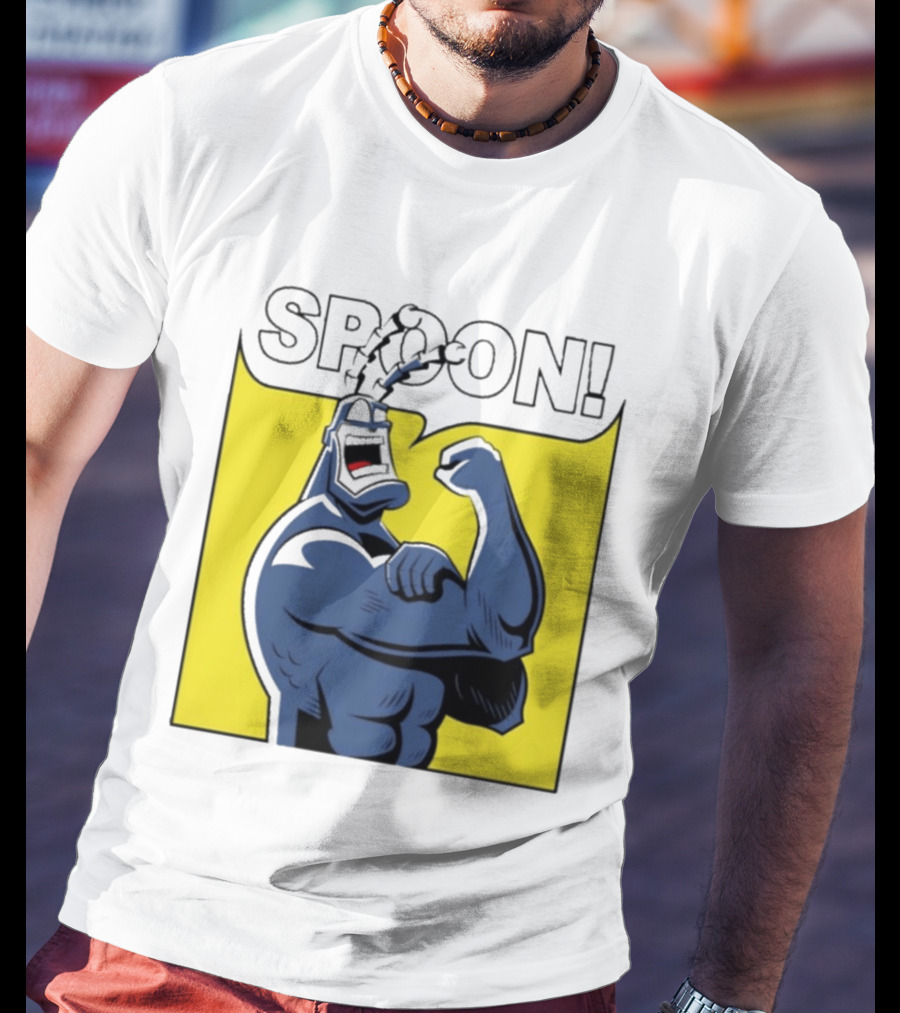 Spoon Mighty Hero Cartoon Catchphrase T-Shirt