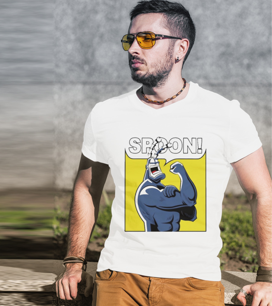 Spoon Mighty Hero Cartoon Catchphrase T-Shirt