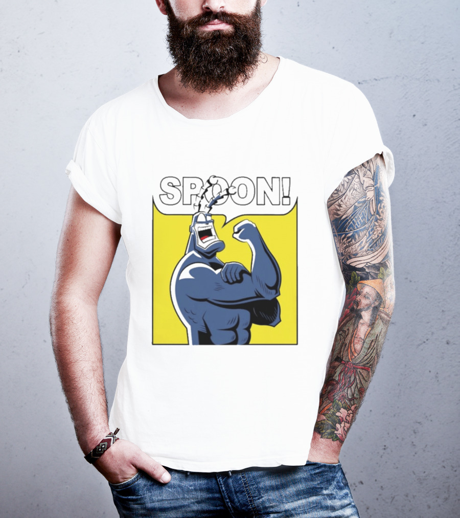 Spoon Mighty Hero Cartoon Catchphrase T-Shirt