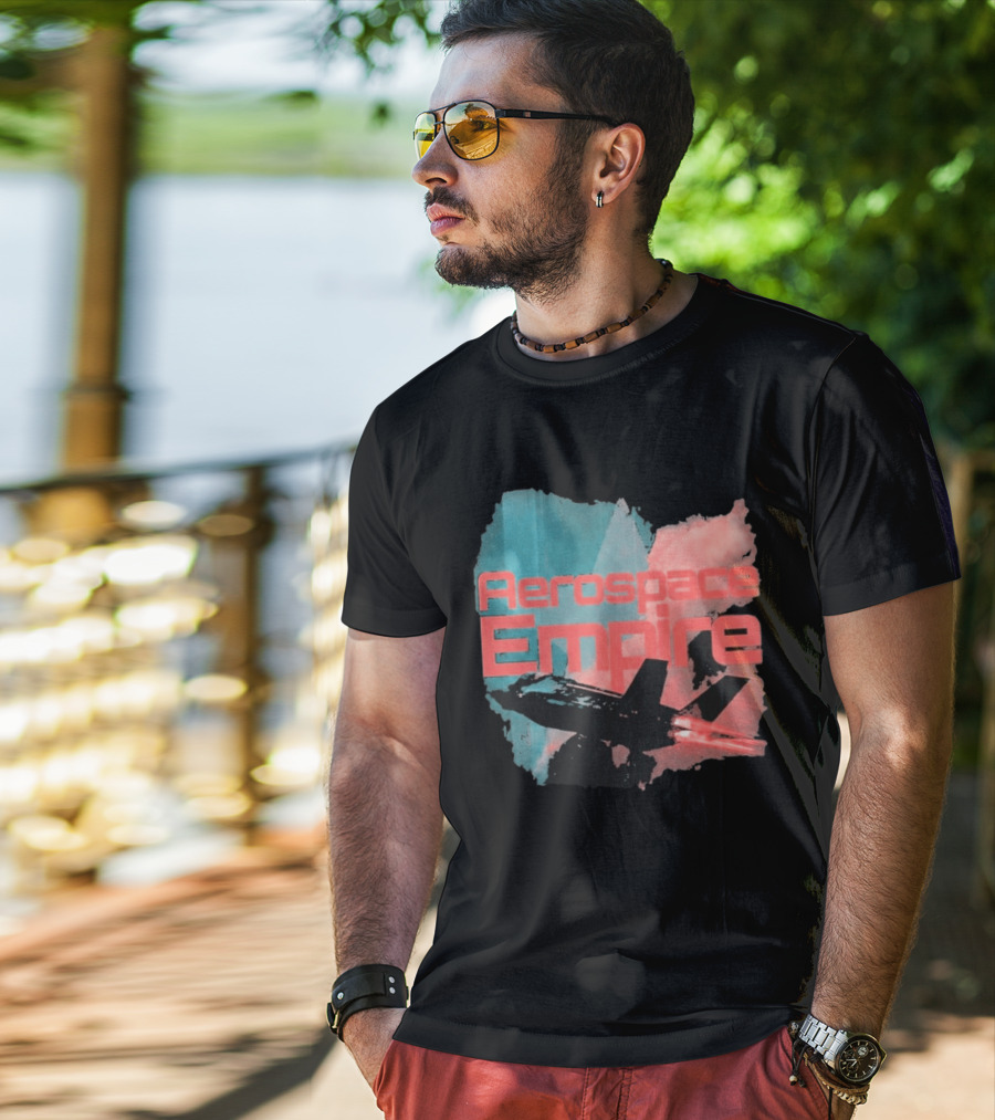 Aerospace Empire Futuristic Jet With Vapor Trails And Vibrant Color Palette T-Shirt