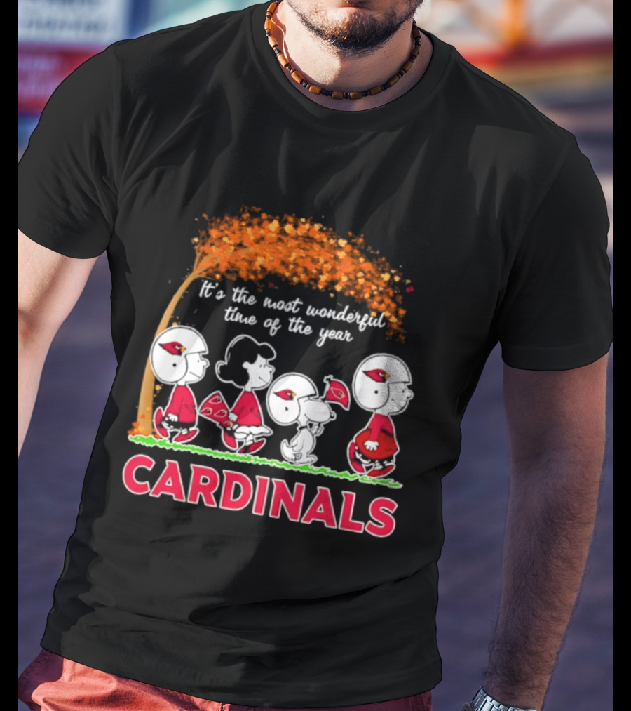 Arizona Cardinals Peanuts Halloween 2026 Fall Autumn It's The Most Wonderful Time Of The Year T-Shirt