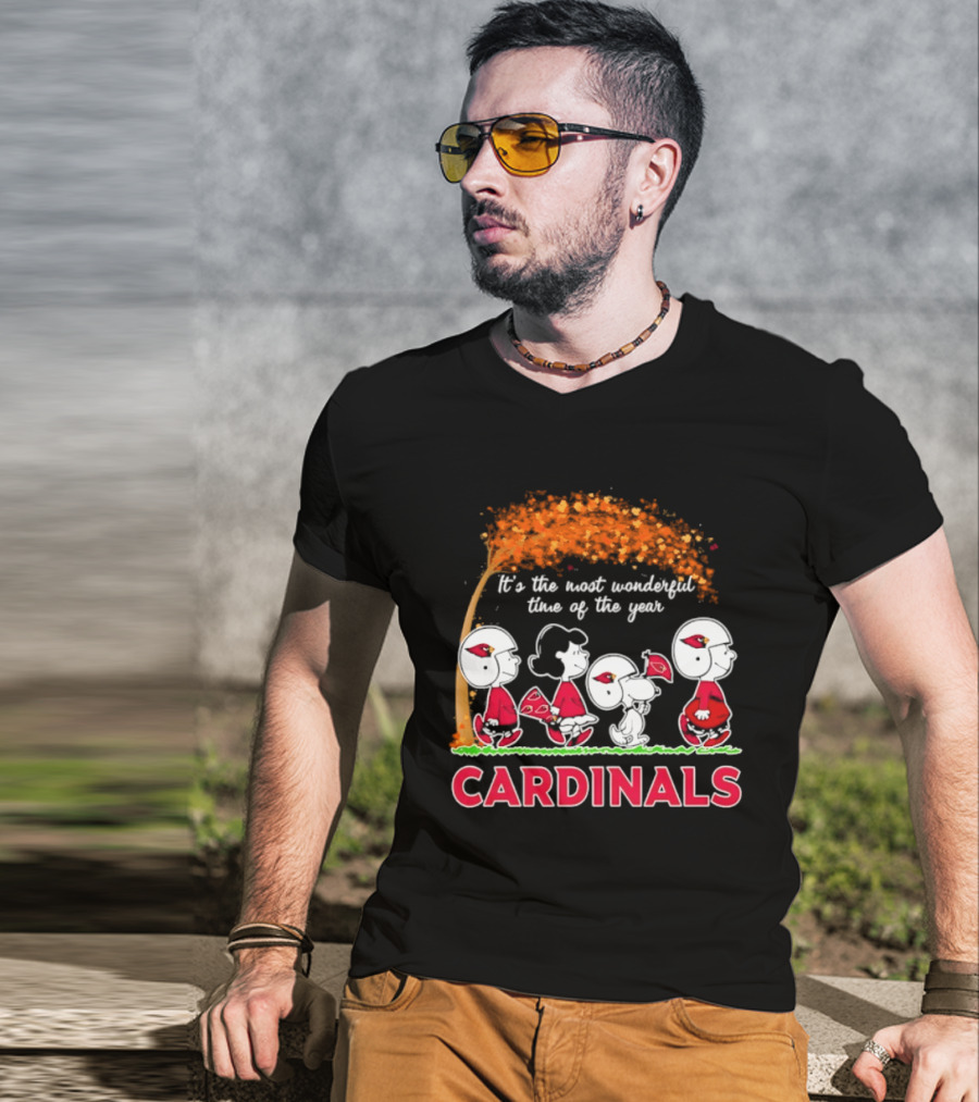 Arizona Cardinals Peanuts Halloween 2026 Fall Autumn It's The Most Wonderful Time Of The Year T-Shirt
