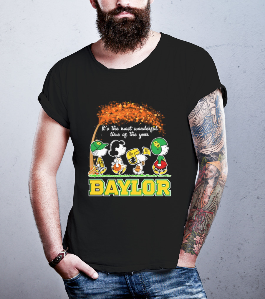 Baylor Bears Peanuts It's The Most Wonderful Time Of The Year Halloween 2026 Charlie Brown Snoopy Woodstock T-Shirt