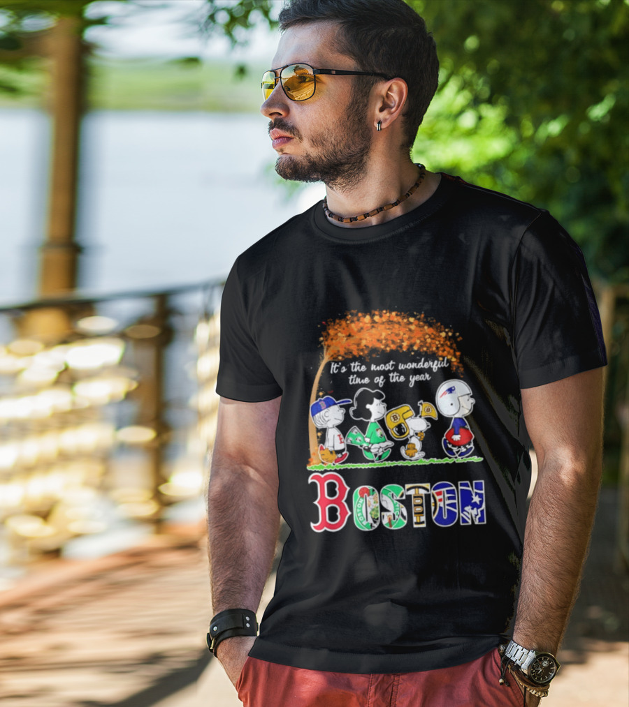 Boston Sports Team X Peanuts It's The Most Wonderful Time Of The Year Halloween 2026 Fall Autumn T-Shirt