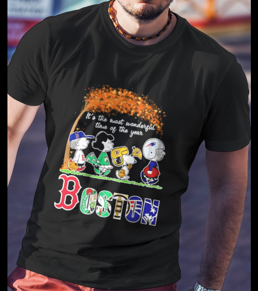 Boston Sports Team X Peanuts It's The Most Wonderful Time Of The Year Halloween 2026 Fall Autumn T-Shirt
