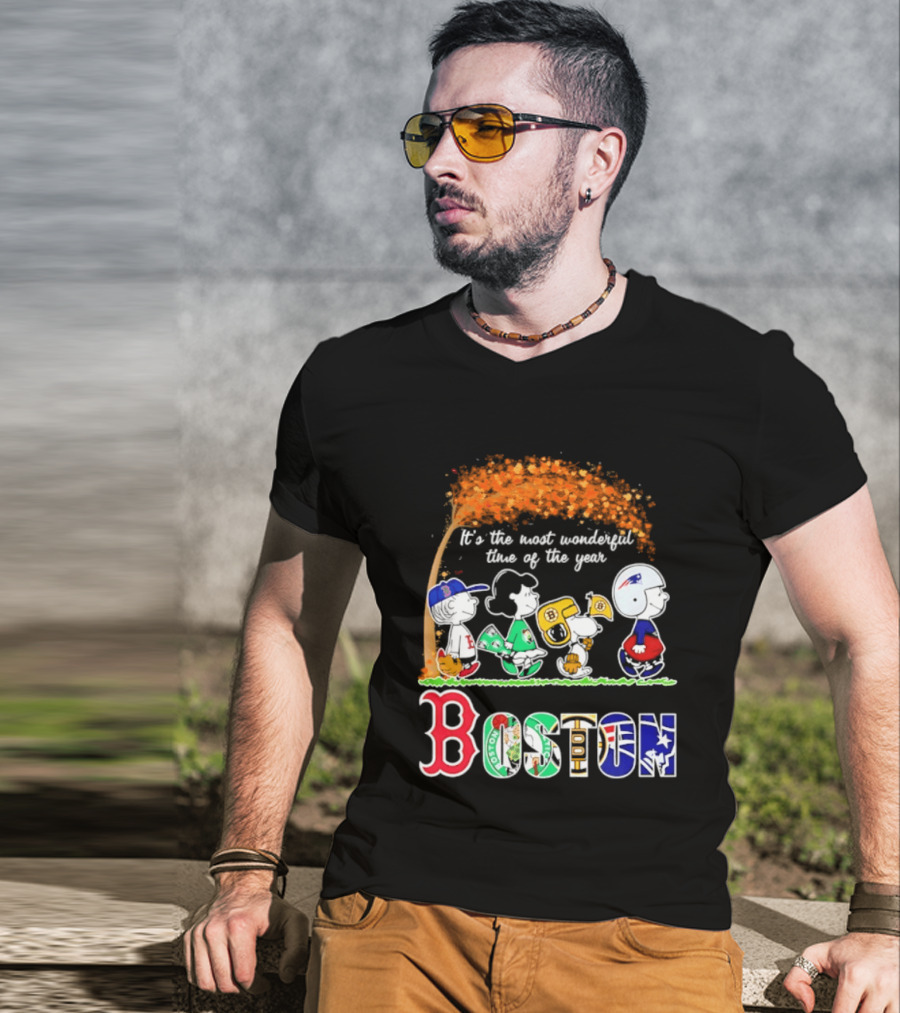 Boston Sports Team X Peanuts It's The Most Wonderful Time Of The Year Halloween 2026 Fall Autumn T-Shirt