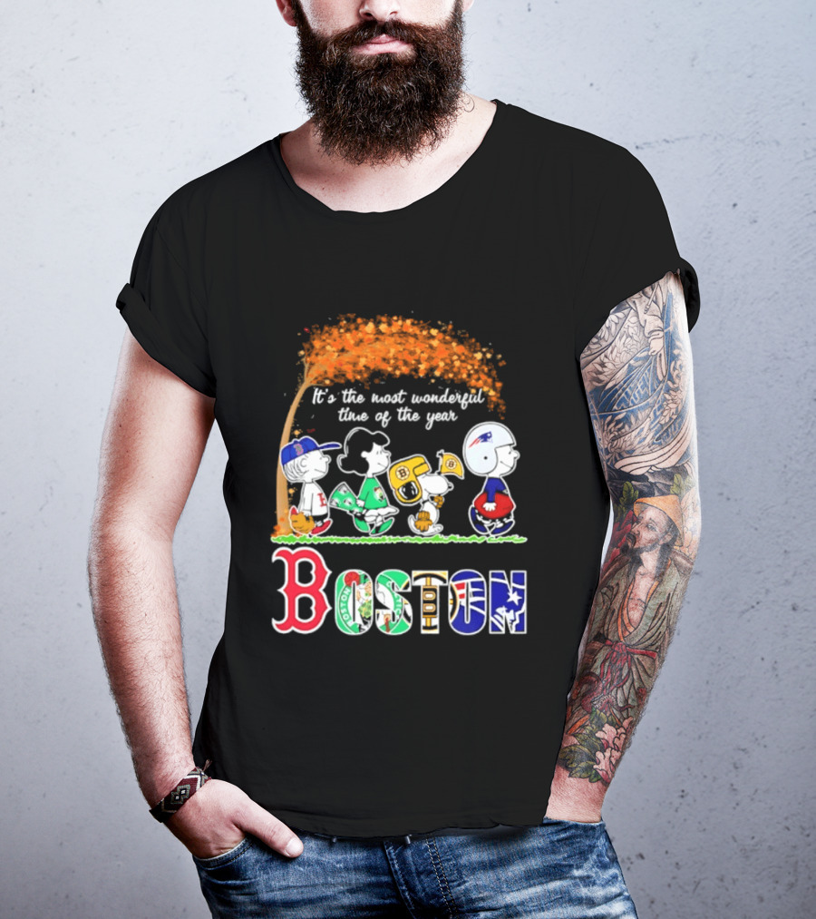 Boston Sports Team X Peanuts It's The Most Wonderful Time Of The Year Halloween 2026 Fall Autumn T-Shirt
