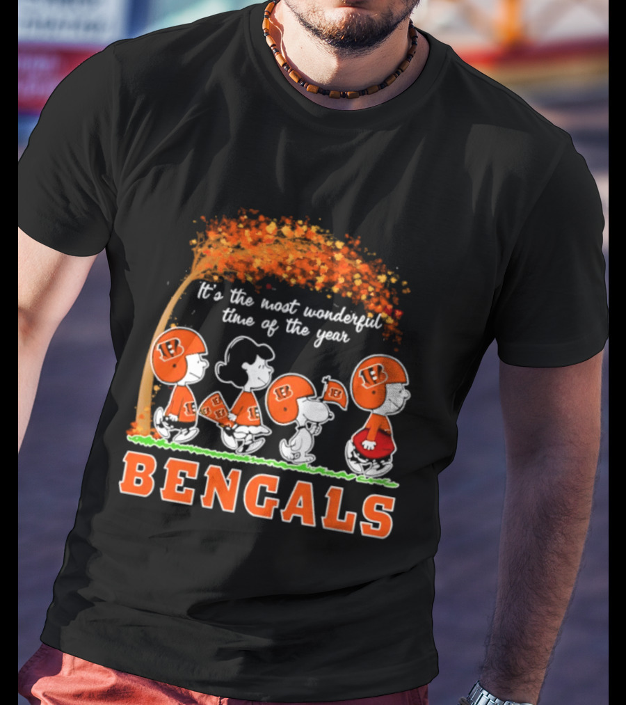 Cincinnati Bengals Peanuts It's The Most Wonderful Time Of The Year Halloween 2026 T-Shirt