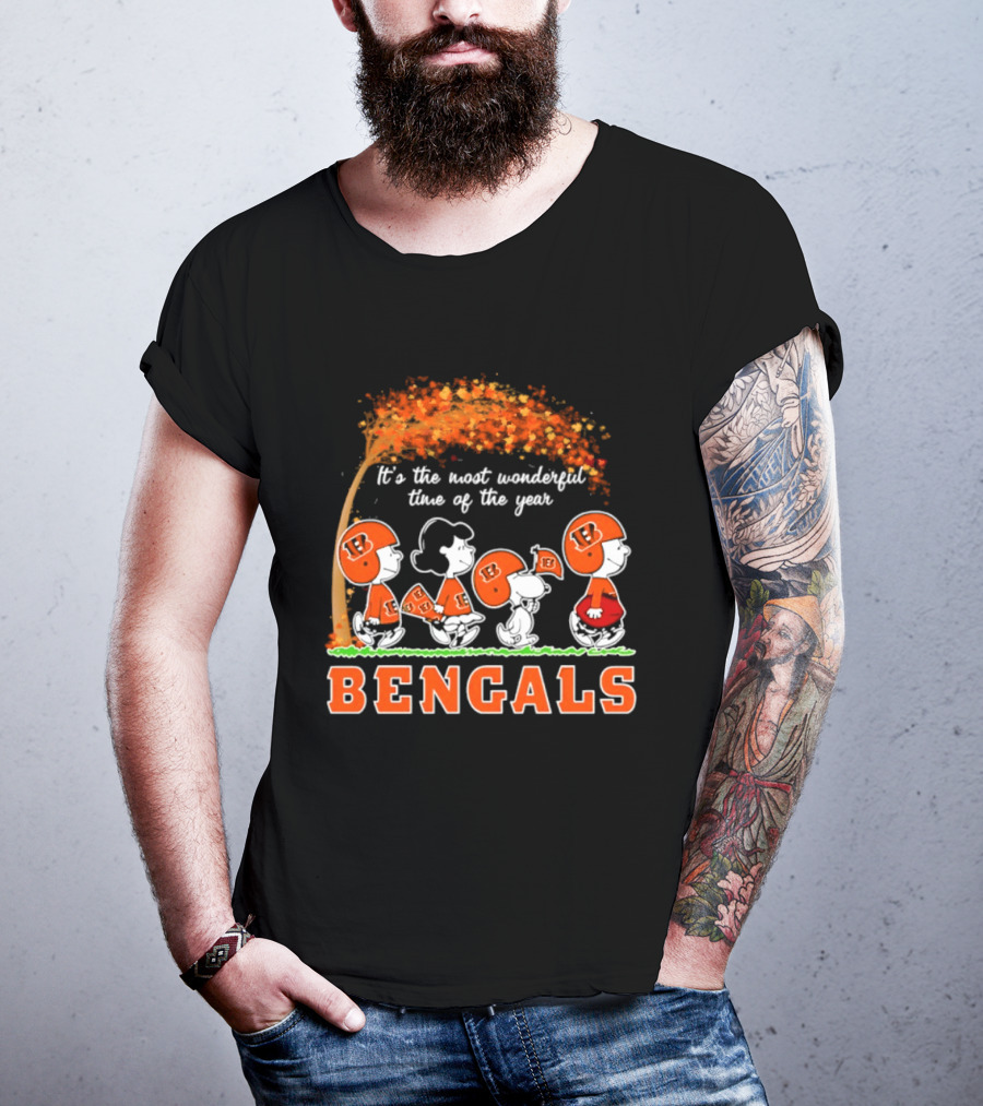 Cincinnati Bengals Peanuts It's The Most Wonderful Time Of The Year Halloween 2026 T-Shirt