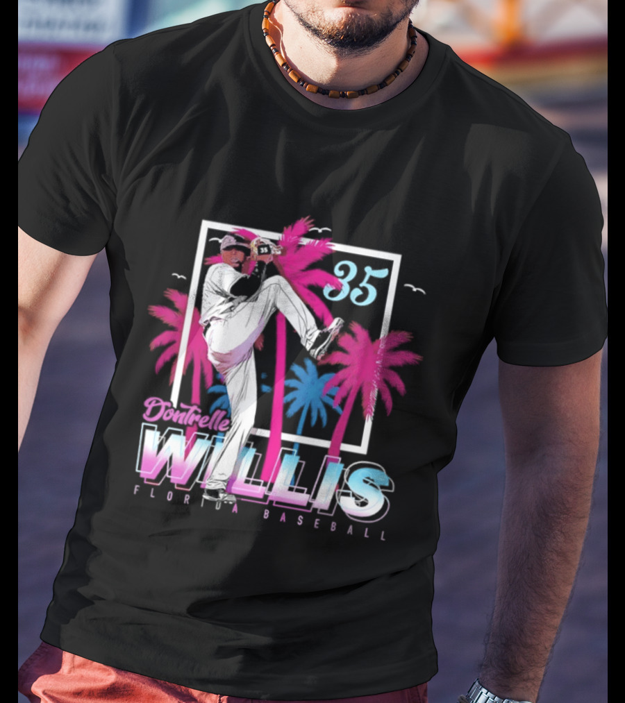 Dontrelle Willis 35 Florida Baseball Palm Trees T-Shirt