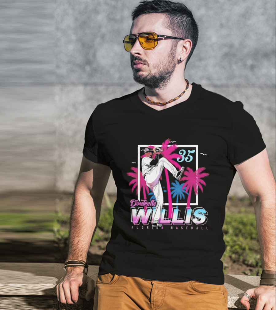 Dontrelle Willis 35 Florida Baseball Palm Trees T-Shirt