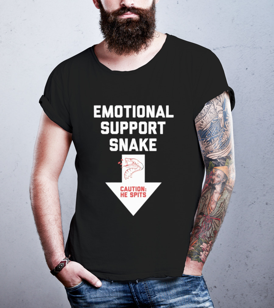 Emotional Support Snake Caution He Spits Warning Arrow T-Shirt