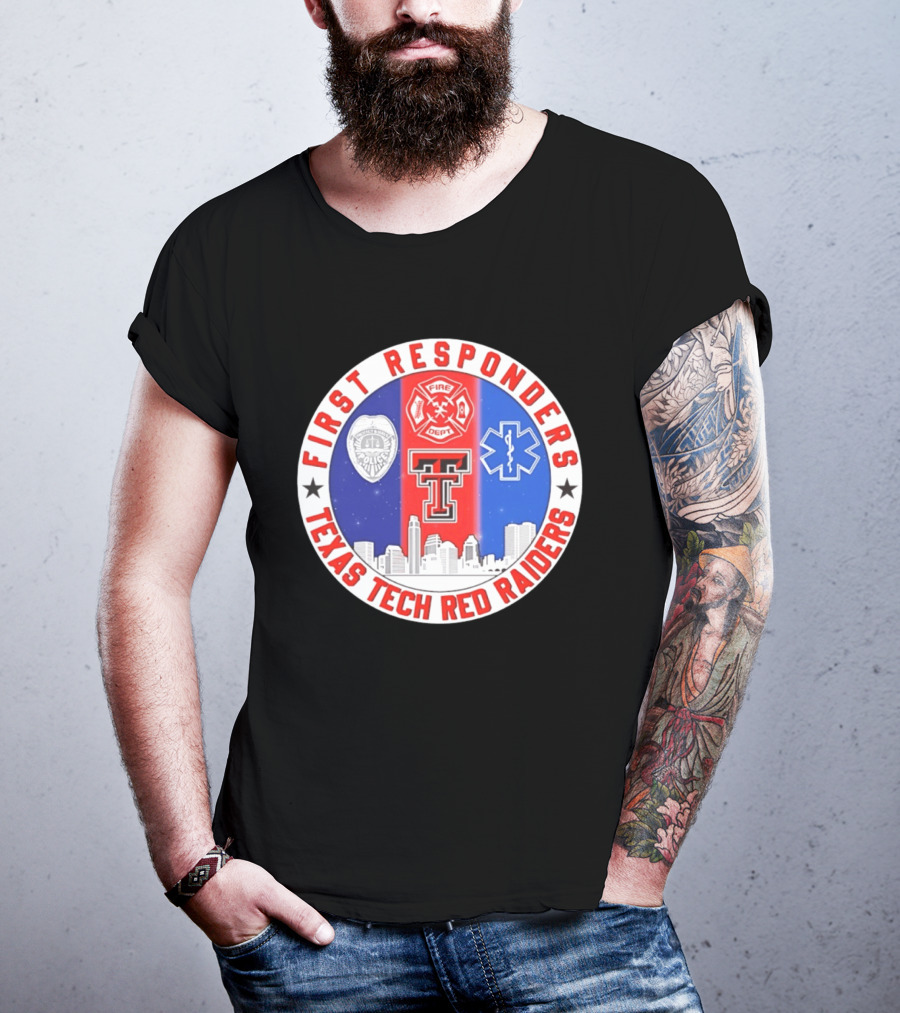 First Responders Texas Tech Red Raiders Fire Department Police EMS Skyline T-Shirt
