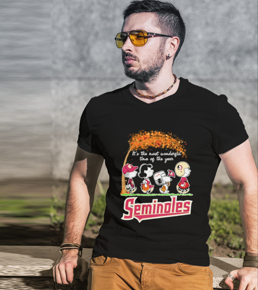 Florida State Seminoles Peanuts Halloween 2026 It's The Most Wonderful Time Of The Year T-Shirt