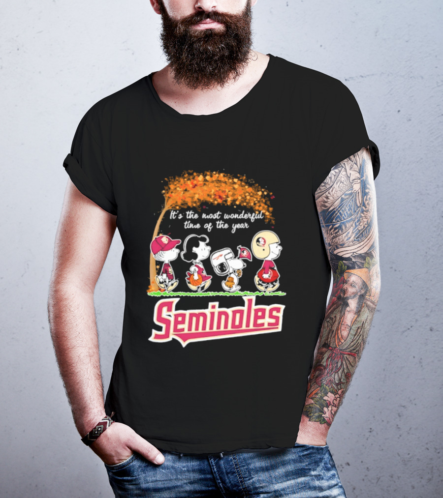 Florida State Seminoles Peanuts Halloween 2026 It's The Most Wonderful Time Of The Year T-Shirt