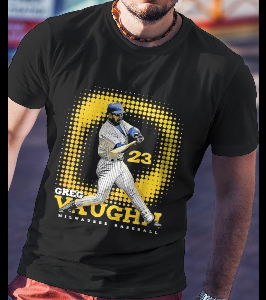 Greg Vaughn 23 Milwaukee Brewers Baseball Dots Player T-Shirt