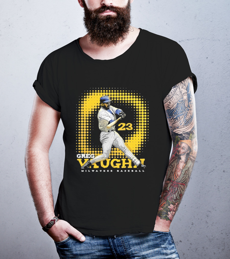 Greg Vaughn 23 Milwaukee Brewers Baseball Dots Player T-Shirt